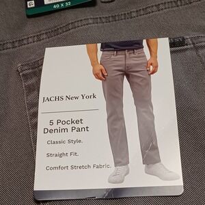 JACHS New York Mens‎ 5 Pocket Denim Pant Grey Straight Fit  40x32 S26A-128-VES